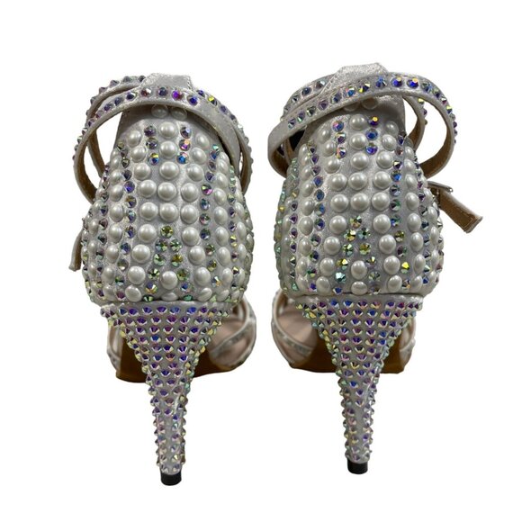 Customized Women’s Silver Ballroom Dance Heels Rhinestones Sz 8 (EU 38) NWOB - Picture 4 of 9